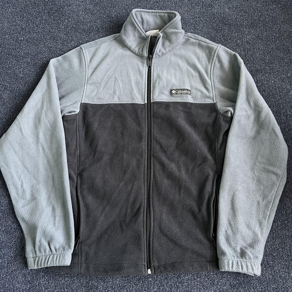 Columbia Jacket Mens Small Gray Fleece Full Zip Stand Collar‎ Pockets XM1247